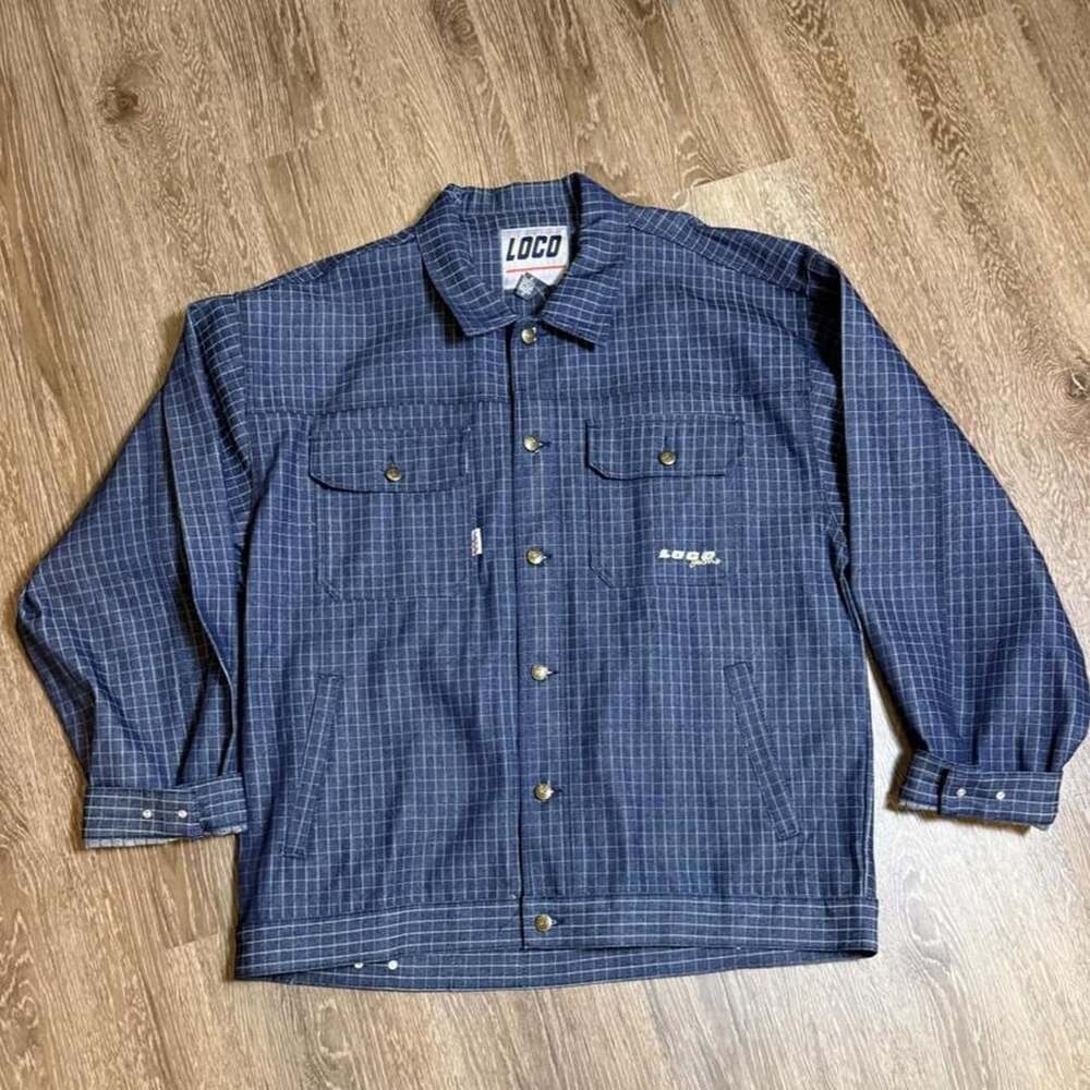 LOCO Street Gear Plaid Denim Jacket XXL Blue